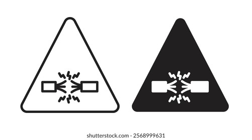 Short circuit icon set vector graphics designs