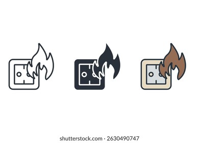 short circuit icons isolated on White Background. Flat style design