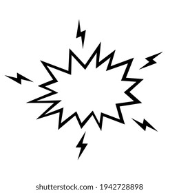 Icono del vector de cortocircuito, signo de explosión eléctrica aislado en fondo blanco