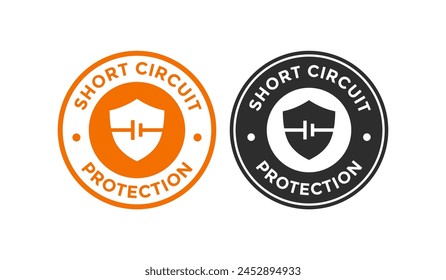 Short circuit vector logo badge with shield. Suitable for electrical short circuit