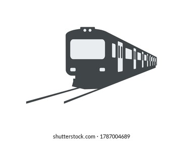 Short commuter train. Simple silhouette illustration