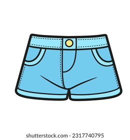 Short denim shorts color variation for coloring page on a white background