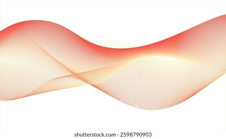 Short description A minimalist abstract design with smooth, flowing wave-like lines in a warm gradient from yellow to red, set against a white background