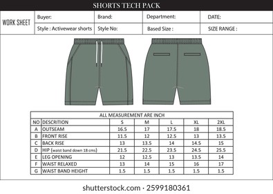 short design with size chart