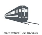 Short diesel multiple unit commuter train. Silhouette illustration in perspective view.