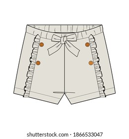 SHORT, Fashion Flat Sketch, apparel template
