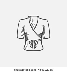 Short female bathrobe sketch icon for web, mobile and infographics. Hand drawn vector isolated icon.