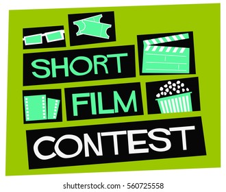 Short Film Contest (Flat Style Vector Illustration Quote Poster Design)