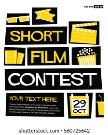 Short Film Contest (Flat Style Vector Illustration Quote Poster Design) with Text Box Template