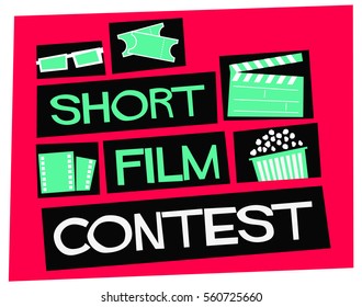 Short Film Contest (Flat Style Vector Illustration Quote Poster Design)