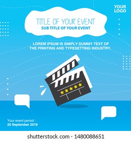 Short Film Contest or Testimonial Video Contest , Event Invitation with Venue and Time Details for Social Media - Vector