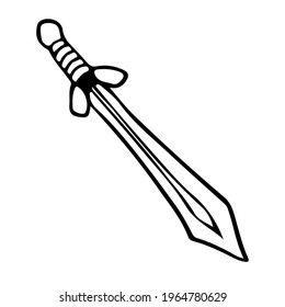 Short gladiator sword in doodle style isolated.
