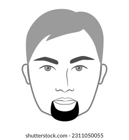 Short Goatee Beard style men in face illustration Facial hair. Vector grey black portrait male Fashion template flat barber collection set. Stylish hairstyle isolated outline on white background.