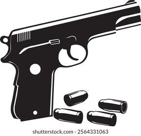 Short gun silhouette Vector on white background.