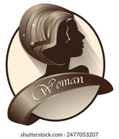 Short hair female silhouette. Vector illustration