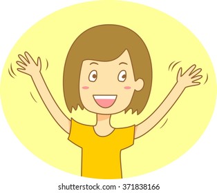 Short Hair Girl, Happy and Smiling