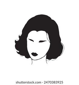 Short hair girl logo icon vector