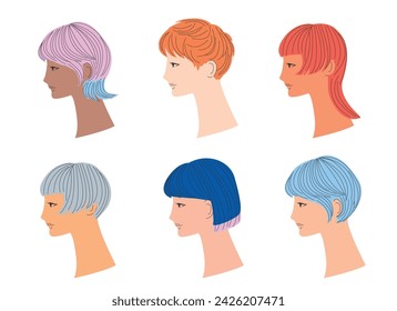 Short hair style woman illustration.