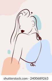 Short Hair Woman Simple Art Line Background