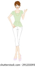 Short Hair women Gesturing -Guide -full length