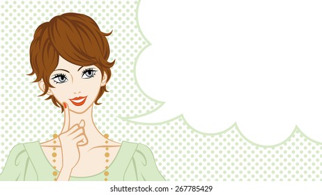 Short Hair women talking, speech bubble