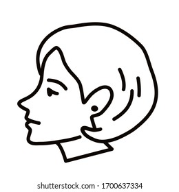 Short haircut. Styling.  Female hairstyle icon set. Simple vector illustration.