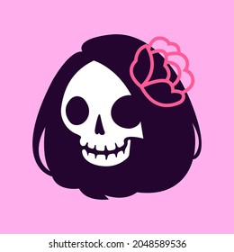 short haired female skull character vector