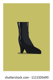 short high heel boot simple illustration