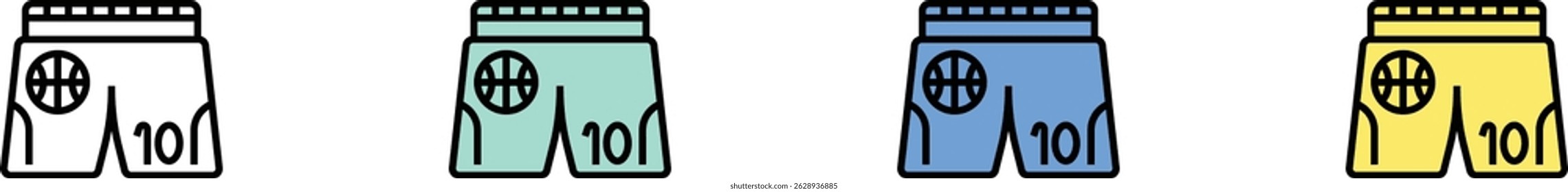 short icon. Outline, Green, Blue and Yellow Style Design Isolated On White Background