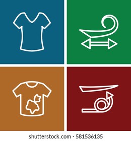 short icons set. Set of 4 short outline icons such as curly hair, straight hair, shirt