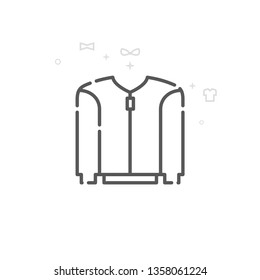 Short Jacket Vector Line Icon. Clothes, Garments Symbol, Pictogram, Sign. Light Abstract Geometric Background. Editable Stroke. Adjust Line Weight. Design with Pixel Perfection.