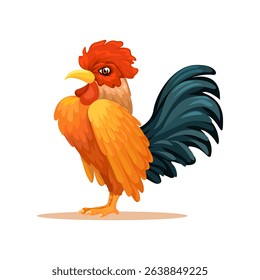 Short Legged Bantam Chicken Cartoon Illustration Vector