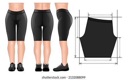 Short leggings pants mockup pattern realistic isolated white background