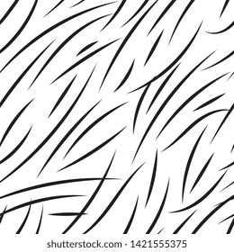 Short lines monochrome seamless pattern. Strokes repeating hand drawn imitation linear texture. Abstract vector black and white stylish background