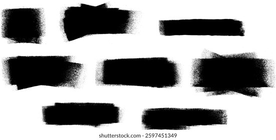 Short to Long Banner Label Grunge Roller Brush Stroke Vector Set