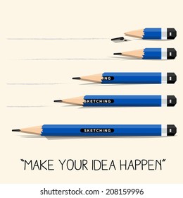 Short and long pencil set - vector illustration