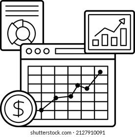 Short Long Term Financial Instruments Concept, Historical Data Vector Icon Design, Money Management Symbol, Leverage Or Debt Sign, Capital Markets And Investments Stock Illustration