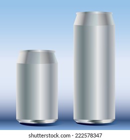 Short and long vector soda cans blue shade