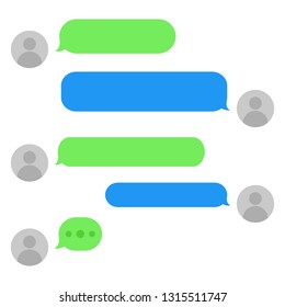 Short message service bubbles with place for text chat text boxes. Empty messaging bubles. 