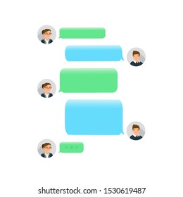 Short message service bubbles with place for text chat text boxes. Empty messaging bubbles.
