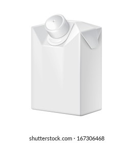 Short Milk, Juice, Beverages, Carton Package Blank White On White Background Isolated. Ready For Your Design. Product Packing Vector EPS10 