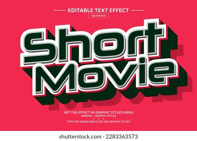 Short movie 3D editable text effect template