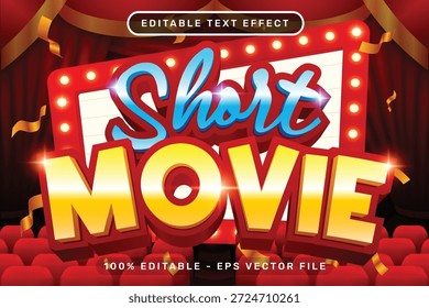 Short Movie 3D Text Effect with Vintage Cinema Ornament