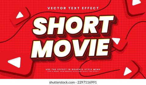 Efecto de estilo de texto editable para película corta. Efecto de texto vectorial.