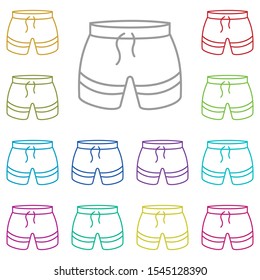 Short multi color icon. Simple thin line, outline vector of summer icons for ui and ux, website or mobile application