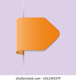 Short orange arrow bookmark with shadow and space for text