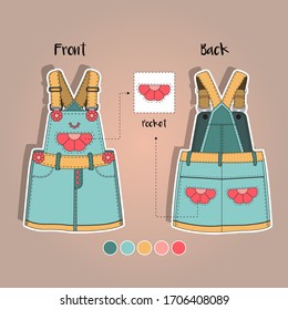 kurze Overalls, niedliches Vorlagendesign 