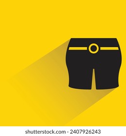 short pant icon with shadow on yellow background