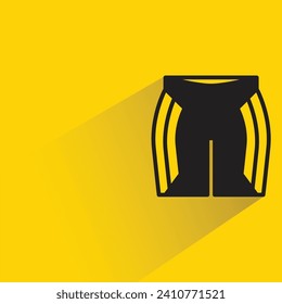 short pant icon with shadow on yellow background