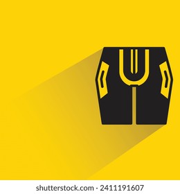 short pant icon with shadow on yellow background